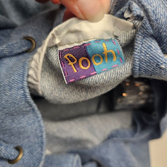 Vintage Winnie The Pooh Embroidered Backpack Ruk-Sack Denim With Plaid Pooh Y2K main image 7